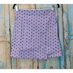 Topshop Womens Size 6 Purple Black Polka Dot Front Slit Pull On Short Mini Skirt